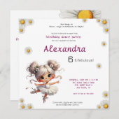 女の予測できな子バレリーナ誕生日の招待状 (正面/裏面)