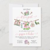 女の名門私立校風の子の物干し用ベビーシャワー 招待状 (正面)