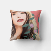 女の女性の女性のかわいらし顔、ポートレートアートT クッション (裏面)
