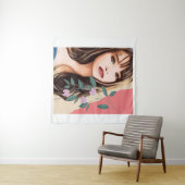 女の女性の女性のかわいらし顔、ポートレートアートT タペストリー (インサイチュ(横))