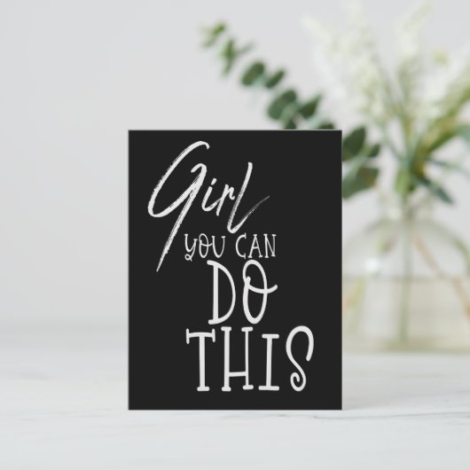 女の子あなたがこのインスパイアの引用文白黒 ポストカード (スタンド正面)