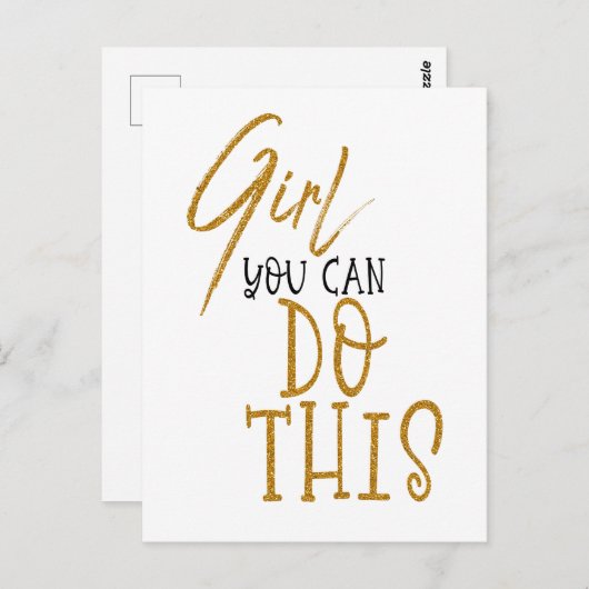 女の子あなたがこの励ましの引用文金ゴールドブラック ポストカード (正面/裏面)