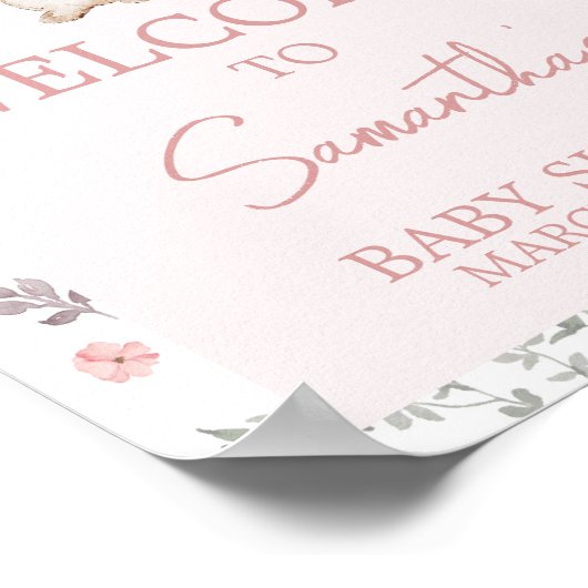 女の子いくつかのバニー赤ちゃんシャワーへようこそ ポスター (角)