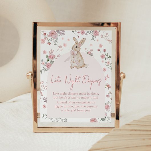 女の子いくつかのバニー赤ちゃんシャワー夜遅くのおむつ ポスター
