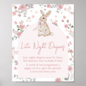 女の子いくつかのバニー赤ちゃんシャワー夜遅くのおむつ ポスター (正面)