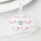 女の子おむつピン ワイングラスタグ (クローズアップ)