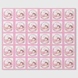 女の子おめでとうベビーお知らせ ラッピングペーパー