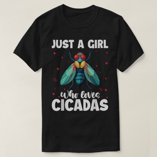 女の子おもしろいの子のためのセミのアート女性の虫の愛 Tシャツ (デザイン正面)
