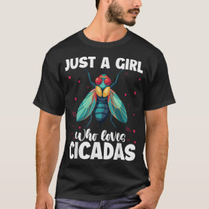 女の子おもしろいの子のためのセミのアート女性の虫の愛 Tシャツ