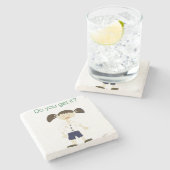 女の子おもしろい漫画のコースター ストーンコースター (横)