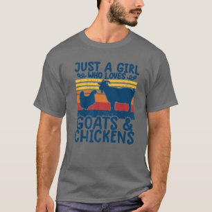女の子おもしろい用チキンヤギガールT農業 Tシャツ