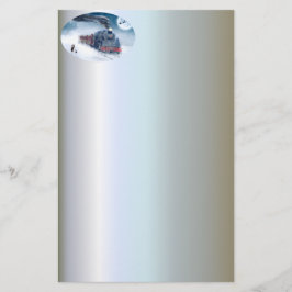 女の子およびサンタが付いている真夜中のクリスマスの列車 便箋