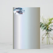 女の子およびサンタが付いている真夜中のクリスマスの列車 便箋 (スタンド正面)