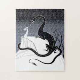 女の子およびドラゴンのパズル ジグソーパズル