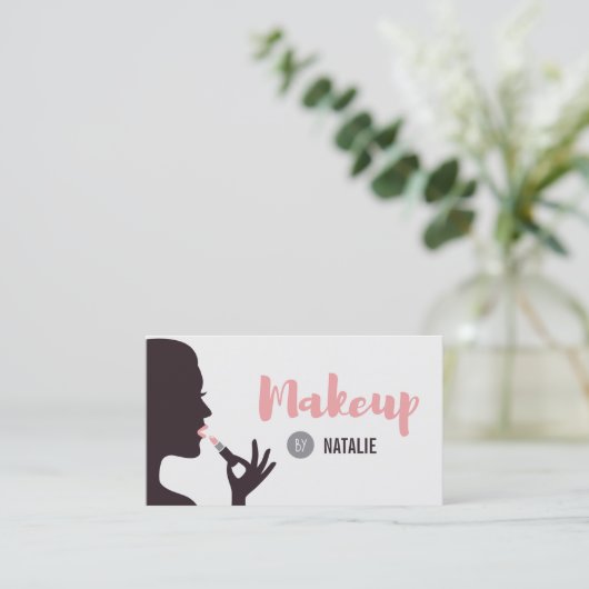 女の子および口紅のメーキャップアーティストの名刺 名刺 (スタンド正面)