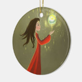 女の子および太陽のオーナメント セラミックオーナメント (左)