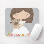 女の子および彼女のパグのmousepad マウスパッド (マウス)