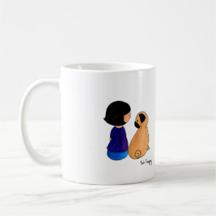 女の子および彼女のパグ コーヒーマグカップ