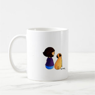女の子および彼女のパグ(ブルネット) コーヒーマグカップ