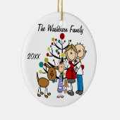 女の子および犬のオーナメントが付いている予期しているカップル セラミックオーナメント (右)