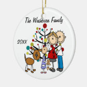女の子および犬のオーナメントが付いている予期しているカップル セラミックオーナメント (左)