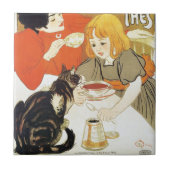 女の子および猫、アレグサンダーSteinlen タイル (正面)