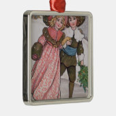 女の子および男の子のスケートで滑る メタルオーナメント (右)