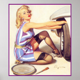 女の子および車 ポスター