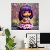 女の子お洒落かわいいプリンセスピンクティアラ民族 ポスター (ホームオフィス)