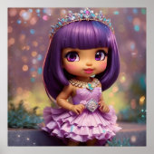 女の子お洒落かわいいプリンセスピンクティアラ民族 ポスター (正面)