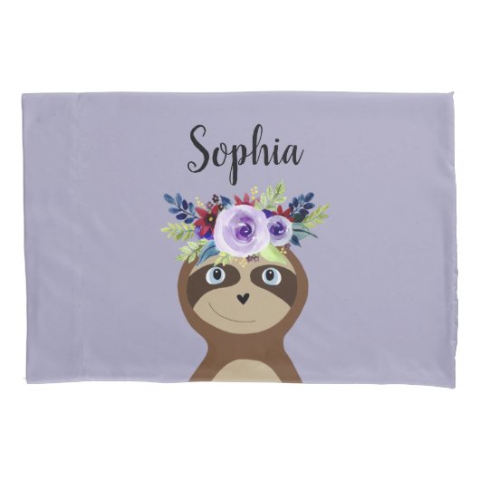 女の子お洒落の花ナマキッズ&名前 枕カバー (正面左)