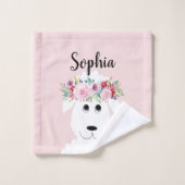 女の子お洒落フローラWatercolor SheepとName バスタオルセット (ウォッシュタオル)