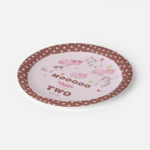 女の子かわいいおもしろい牛ピンク柄2nd誕生日 ペーパープレート (アングル)