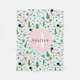 女の子かわいいお洒落魔法の人魚海子供 フリースブランケット