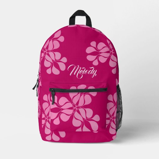 女の子かわいいかわいらしピンクフローラ新学期 プリントバックパック (正面)