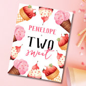 女の子かわいいアイスクリーム2nd誕生日パーティー インビテーションポストカード