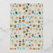 女の子かわいいエレガントフローラワイルドフラワーベビーシャワー 箔招待状 (裏面)