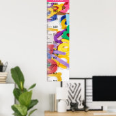 女の子かわいいカラフルアルファベットの成長チャートのメトリック ポスター (ホームオフィス)