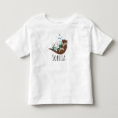 女の子かわいいカワウソ漫画と花 トドラーTシャツ (正面)