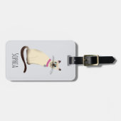 女の子かわいいシールポイントシャム猫ネームキッズ ラゲッジタグ (正面横)