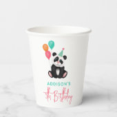 女の子かわいいジャングルパンダのクマ5th誕生日パーティー 紙コップ (裏面)