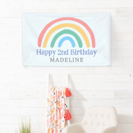 女の子かわいいツー クール 2歳の誕生日虹 横断幕