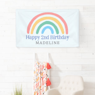 女の子かわいいツー クール 2歳の誕生日虹 横断幕