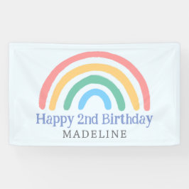 女の子かわいいツー クール 2歳の誕生日虹 横断幕
