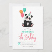 女の子かわいいパンダベアー5thバースデーパーティー 招待状 (正面)