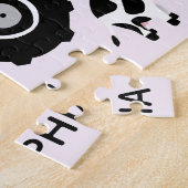 女の子かわいいパープルファームトラクターとネームキッズ ジグソーパズル (側面)