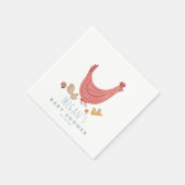 女の子かわいいピンクのファーム鶏の赤ちゃんシャワー スタンダードカクテルナプキン (角)