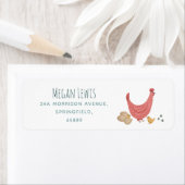 女の子かわいいピンクのファーム鶏の赤ちゃんシャワー ラベル (インサイチュ)