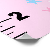 女の子かわいいピンクのユニコーン子供の成長チャート ポスター (角)