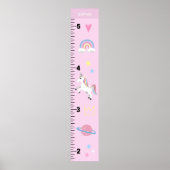 女の子かわいいピンクのユニコーン子供の成長チャート ポスター (正面)